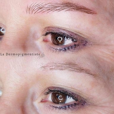 Résultat d'un maquillage semi-permanent des sourcils avant et après.